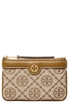Tory Burch T Monogram Jacquard Card Case In Hazelnut