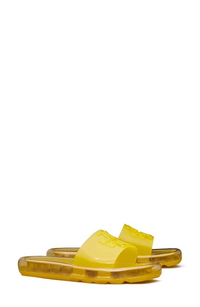Tory Burch Logo-embossed Bubble Jelly Slides In Yellow