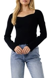 Endless Rose Fitted Side-split Sweater In Black