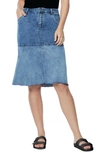 Wash Lab Denim Denim Trumpet Skirt In Tonal Blue