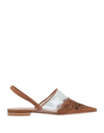 Ermanno Di Ermanno Scervino Woman Ballet Flats Brown Size 6 Textile Fibers