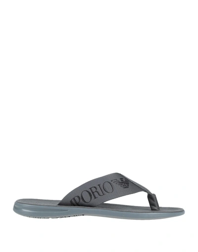 Emporio Armani Toe Strap Sandals In Grey