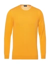 Drumohr Man Sweater Ocher Size 44 Lambswool In Orange