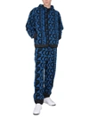 Kenzo Abstract-print Zip-up Hooded Jacket In Blue