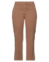 Dondup Woman Pants Camel Size 32 Linen, Lyocell, Elastane In Beige