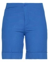European Culture Woman Shorts & Bermuda Shorts Bright Blue Size M Cotton, Linen, Elastane