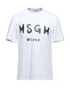 Msgm Logo Print Cotton  T-shirt In White