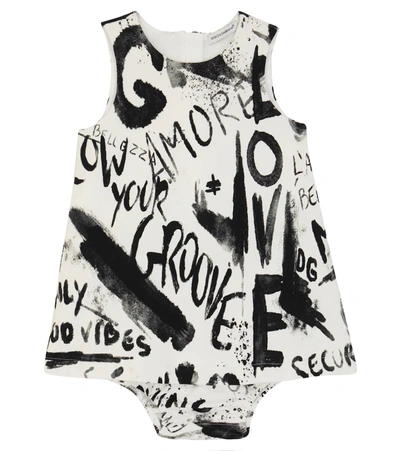 Dolce & Gabbana Baby棉质连衣裙与灯笼裤套装 In White