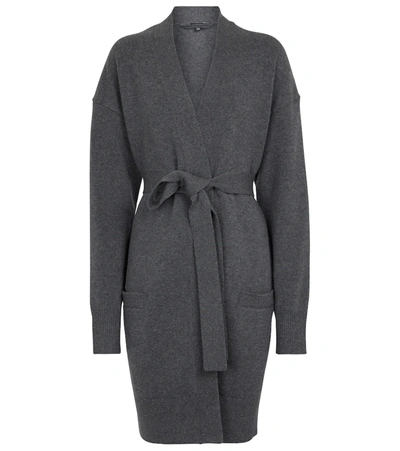 Joseph Belted Open Wool Knit Cardigan In 灰色