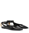 Tom Ford Padlock Snake-effect Leather Slingback Flats In Black