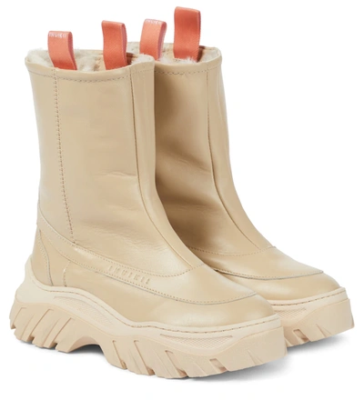 Inuikii Shearling-lined Leather Boots In Beige