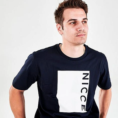 Nicce Men's Cube Logo Print T-shirt In Navy/white