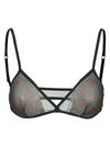 Saint Laurent Sheer Tulle Monogram Bra Green And Bordeaux
