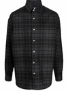 Iceberg Checked Logo-print Wool-blend Shirt In Black