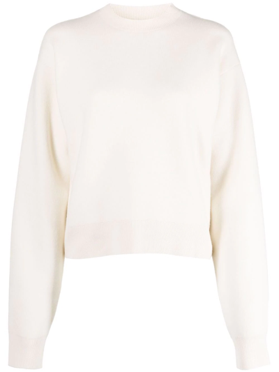 Jil Sander Knitted Contrast-collar Jumper In Neutrals