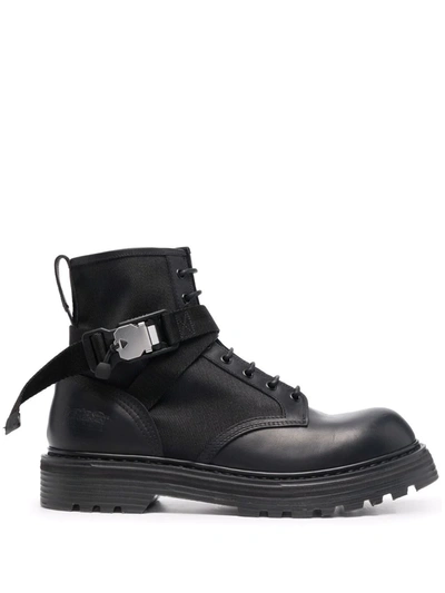 Premiata Panelled Leather Ankle Boots In Schwarz