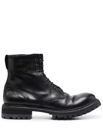 Premiata Polished Leather Ankle Boots In Black