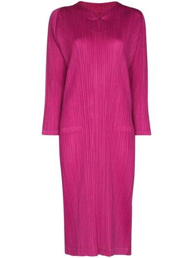 Issey Miyake Pink Monthly Colours Plissé Midi Dress In 粉色