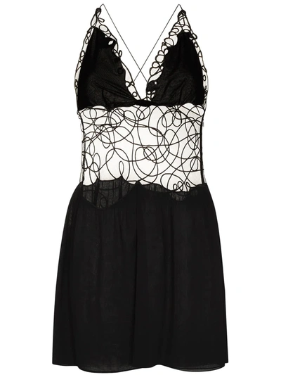 Tom Ford Embroidered Silk Georgette Mini Dress In Black | ModeSens