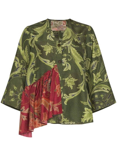 By Walid Trinny 19th-century Chinese Printed-silk Blouse In Green