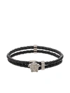 Versace Medusa Logo Double Wire Leather Bracelet In 黑色
