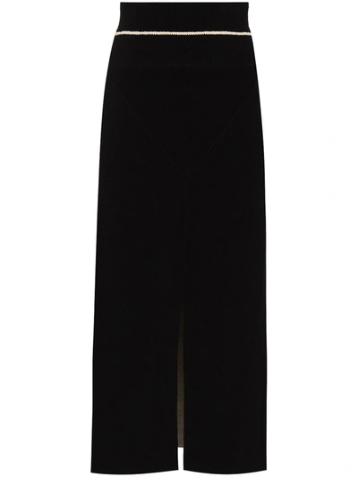 Moncler Black 2 1952 Knitted Midi Skirt In 黑色