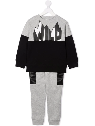 Stella Mccartney Kids' Wild Print Tracksuit Set In 灰色