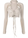 Hyein Seo Crossover-strap Cut-out Top In 灰色