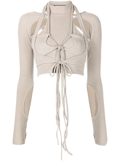 Hyein Seo Crossover-strap Cut-out Top In 灰色