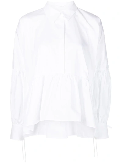 Cecilie Bahnsen Andrea Cotton Peplum Hem Shirt In White