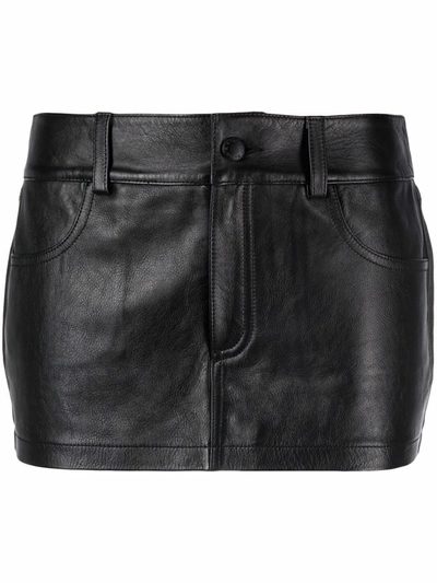 Alexander Wang Low-rise Leather Mini Shorts In 黑色