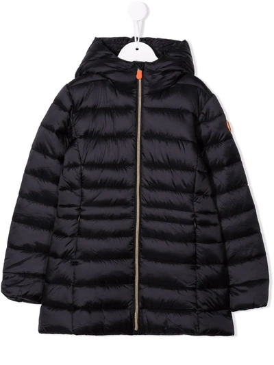 Save The Duck Teen Padded Mid-length Coat In Black