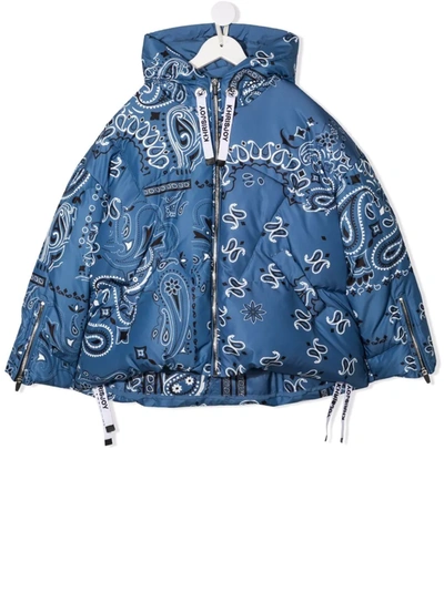 Khrisjoy Paisley-print Puffer Coat In 蓝色