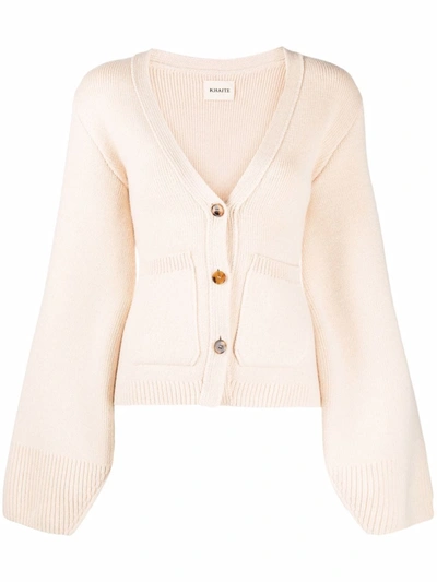 Khaite Lucy Rib-trimmed Cashmere Cardigan In Cream