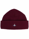 VIVIENNE WESTWOOD EMBROIDERED-ORB KNITTED BEANIE