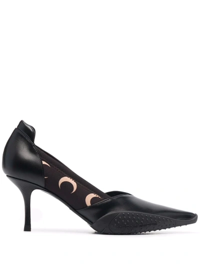 Marine Serre Crescent Moon-print Leather Pumps In Brown
