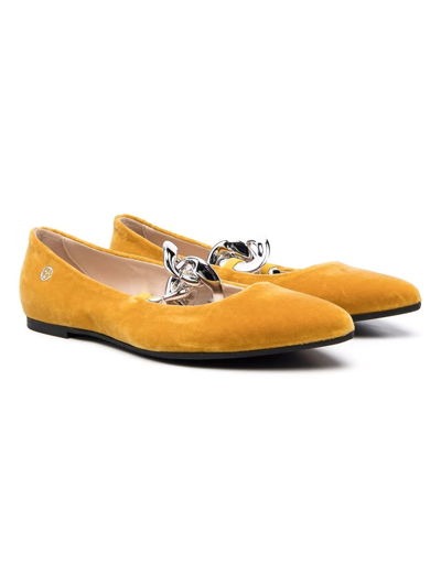 Florens Teen Cable-link Ballerina Shoes In 黄色