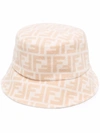 Fendi Ff Jacquard Wool & Silk Bucket Hat In Beige