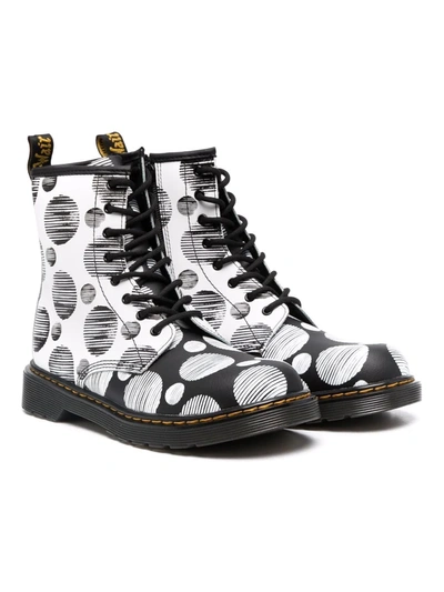 Dr. Martens' Kids' Junior's 1460 Polka Dot Leather Lace Up Boots In Black