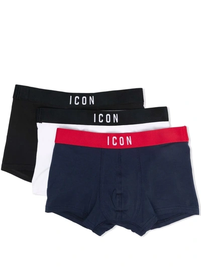 Dsquared2 Teen Three Boxer Set In 黑色