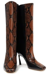 JIMMY CHOO MABYN 85 SNAKE-EFFECT AND SMOOTH LEATHER BOOTS,3074457345626791653