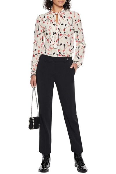 Red Valentino Crepe Straight-leg Trousers In Black