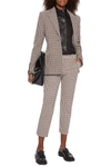 Theory Trecca Cropped Gingham Stretch-crepe Slim-leg Pants In Ivory