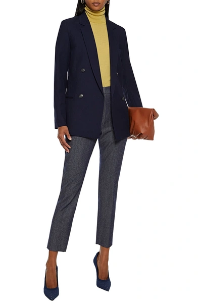 Victoria Beckham Double-breasted Wool-twill Blazer In Navy