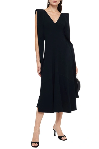 Victoria Beckham Draped Crepe Midi Dress In Black