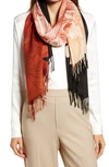 Nordstrom Tissue Print Wool & Cashmere Wrap Scarf In Black Great Bloom