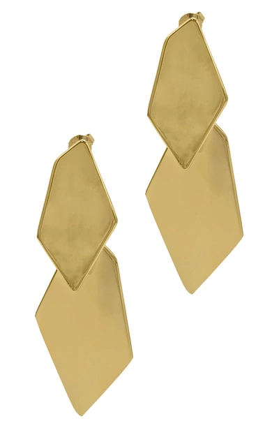 Adornia Geometic Double Drop Earrings In Yellow
