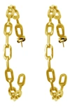 ADORNIA 14K GOLD PLATED CHAIN LINK HOOP EARRINGS