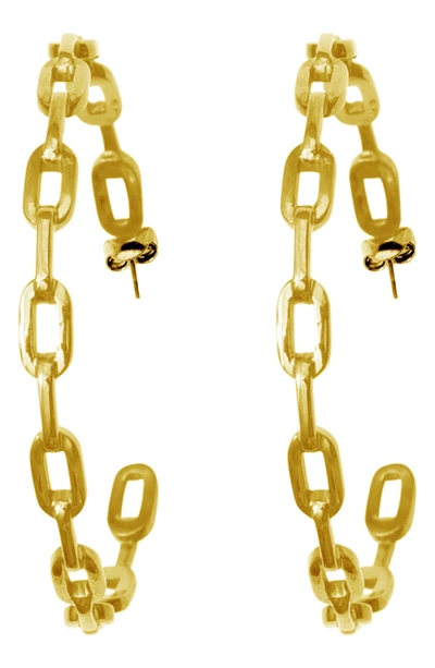 ADORNIA 14K GOLD PLATED CHAIN LINK HOOP EARRINGS