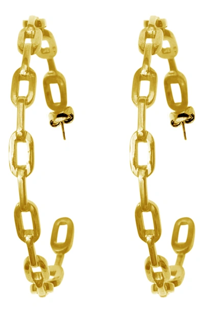 ADORNIA ADORNIA 14K GOLD PLATED CHAIN LINK HOOP EARRINGS